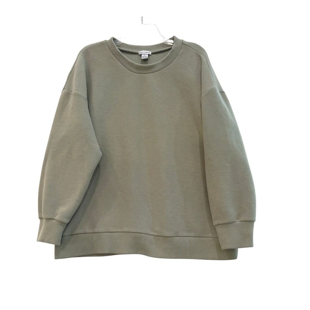 Better Together Women‎ XL Sage Green Ribbed Crewneck Sweatshirt Pullover